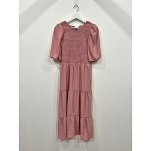 WAYF Pink Smocked Dress